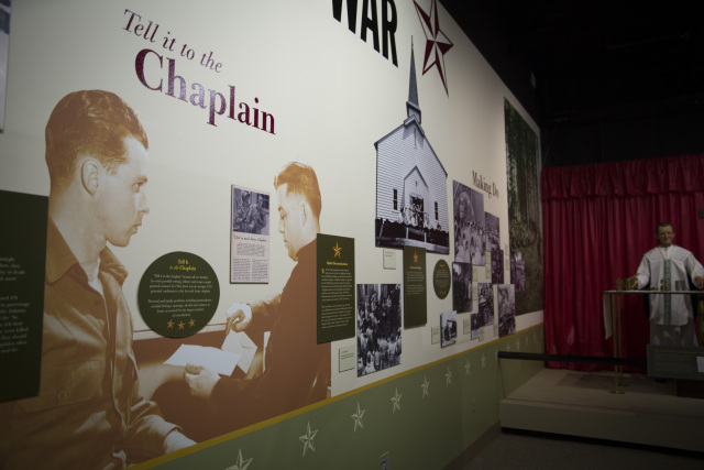 Tell it to the chaplain - museum exhibit wall inside the US Army Chaplain Corps Museum.